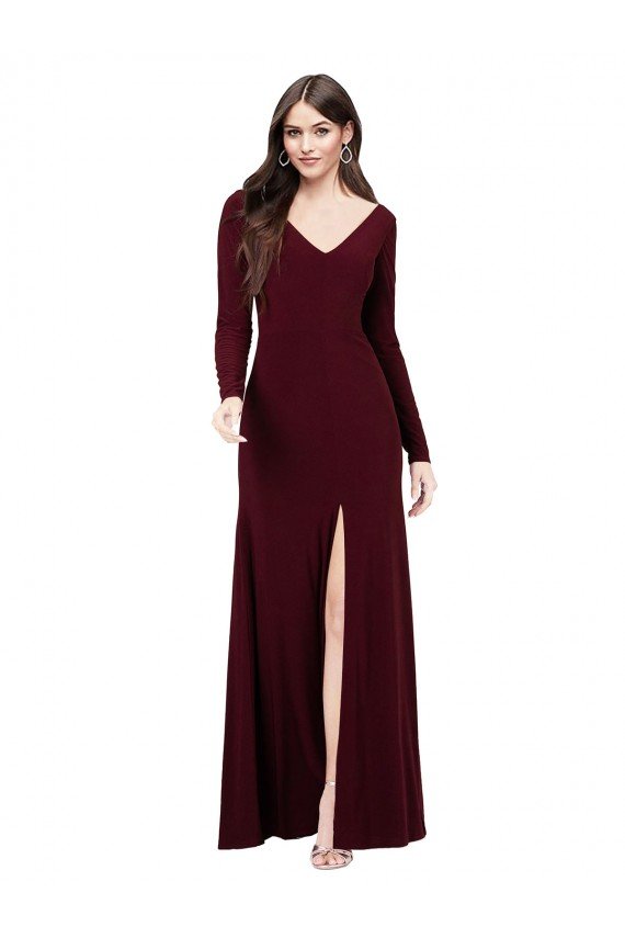 Shop Long Sleeves Spandex Bridesmaid Gown with Front Slit Sydney