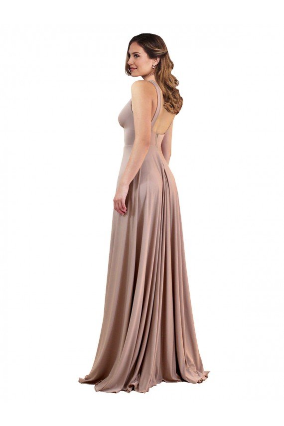 Shop Long A-Line Plunge V-Neckline Formal Spandex Bridesmaid Dress / Prom Dress with Slit Sydney