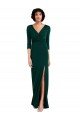 Shop Floor Length 3/4 Sleeves V-Back Draped Wrap Formal Maxi Spandex Bridesmaid Dress / Prom Dress Sydney