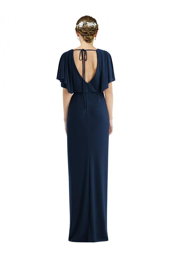Shop Open Back Short Sleeves Draped Tulip Skirt Maxi Spandex Bridesmaid Dress / Prom Dress Sydney