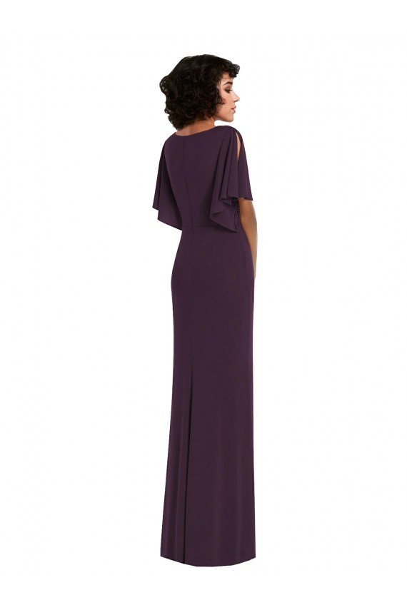 Shop Faux Wrap Split Sleeves Formal Maxi Spandex Bridesmaid Dress / Prom Dress with Cascade Skirt Sydney
