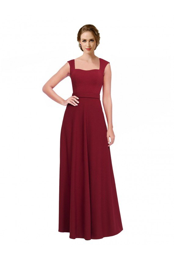 Shop Square Neck Subtle Cap Sleeeves Crepe Bridesmaid Dress / Prom Dress Sydney