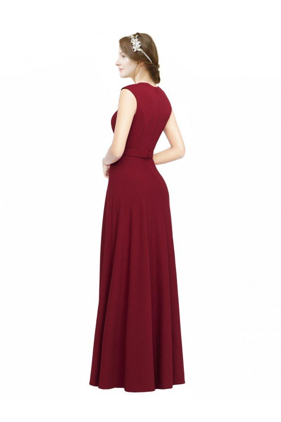 Shop Square Neck Subtle Cap Sleeeves Crepe Bridesmaid Dress / Prom Dress Sydney