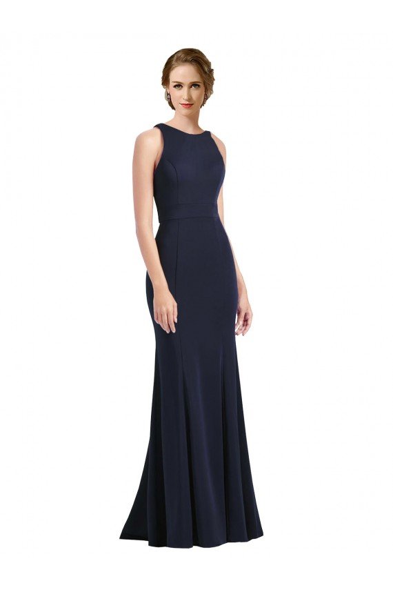 Shop High Neck Sheath Long Crepe Bridesmaid Dress / Prom Dress Sydney
