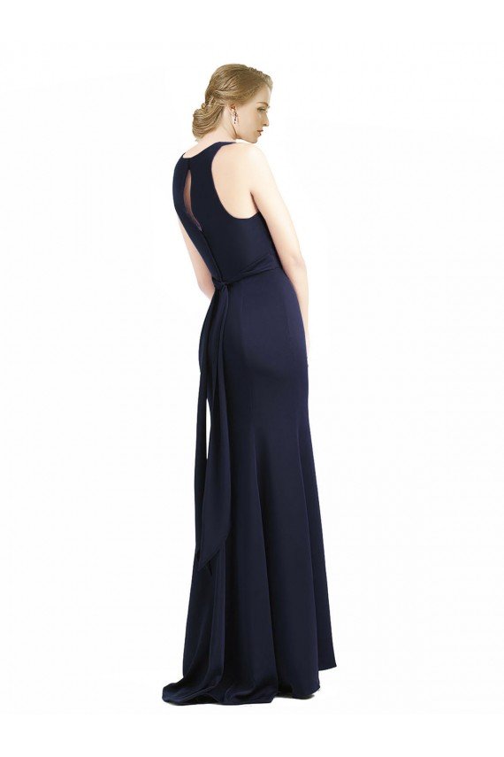 Shop High Neck Sheath Long Crepe Bridesmaid Dress / Prom Dress Sydney
