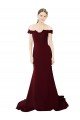 Shop Full Length Off the Shoulder Formal Crepe Bridesmaid Dress / Prom Dress with Lace On Bodice and Back Sydney