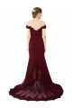 Shop Full Length Off the Shoulder Formal Crepe Bridesmaid Dress / Prom Dress with Lace On Bodice and Back Sydney