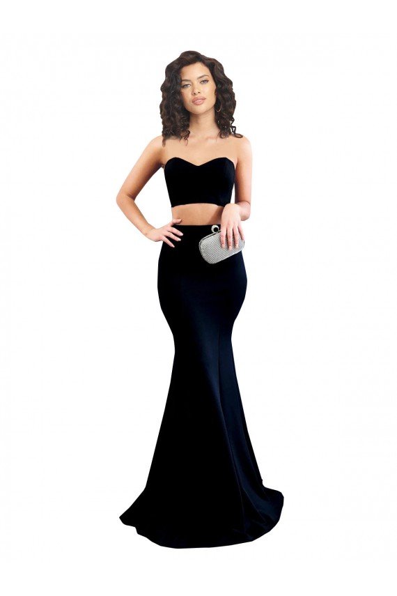 Shop Two Piece High Neck Formal Crepe Bridesmaid Dress / Prom Dress Sydney