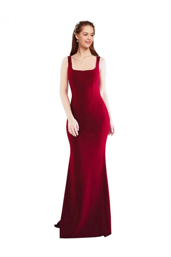 Shop Square Neckline and Backline Fitted Formal Crepe Bridesmaid Dress / Prom Dress Sydney