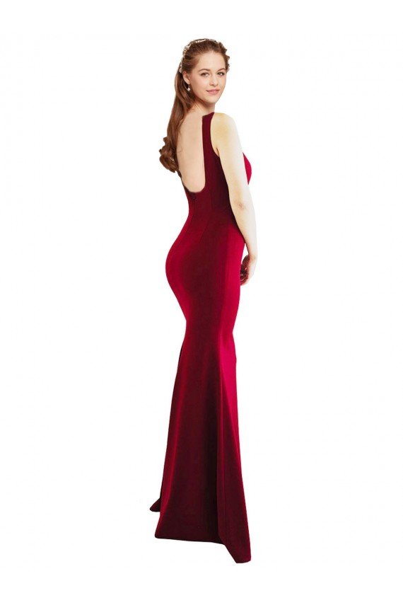Shop Square Neckline and Backline Fitted Formal Crepe Bridesmaid Dress / Prom Dress Sydney