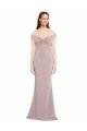 Shop Knotted Off the Shoulder Formal Crepe Bridesmaid Dress / Prom Dress with Cut-Out Back Sydney