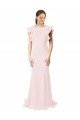 Shop Low V-Back Long Mermaid Crepe Bridesmaid Dress / Prom Dress with Ruffled Sleeves Sydney