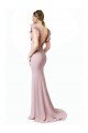 Shop Low V-Back Long Mermaid Crepe Bridesmaid Dress / Prom Dress with Ruffled Sleeves Sydney