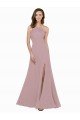 Shop High Neck Crepe Bridesmaid Dress / Prom Dress with Pleats and Keyhole Back Sydney