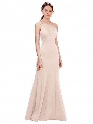 Shop Deep V-Neck and Back Long Formal Crepe Bridesmaid Dress / Prom Dress Sydney