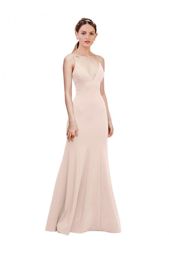 Shop Deep V-Neck and Back Long Formal Crepe Bridesmaid Dress / Prom Dress Sydney