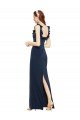 Shop Scoop Neck with Ruffles Long Formal Crepe Bridesmaid Dress / Prom Dress with Back Slit Sydney