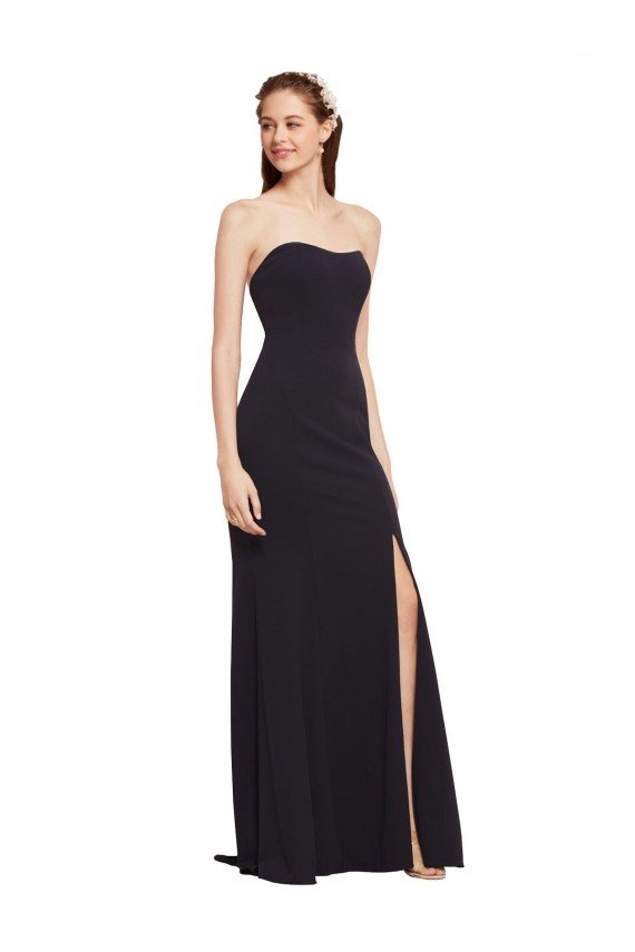 Shop Strapless Bodycon Long Formal Crepe Bridesmaid Dress / Prom Dress with High Slit Sydney