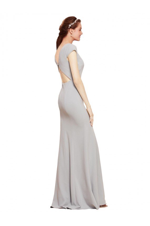 Fit and Flare Long Formal Crepe Bridesmaid Dress / Prom Dress with Tie Open Back Sydney