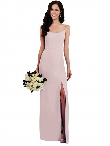 Shop Spaghetti Strap V Back Formal Crepe Bridesmaid Dress / Prom Dress with Front Slit Sydney