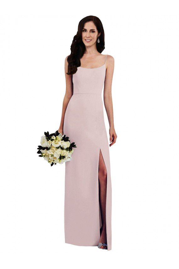 Shop Spaghetti Strap V Back Formal Crepe Bridesmaid Dress / Prom Dress with Front Slit Sydney