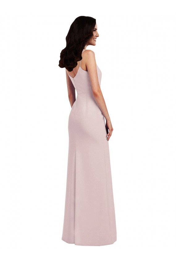 Shop Spaghetti Strap V Back Formal Crepe Bridesmaid Dress / Prom Dress with Front Slit Sydney