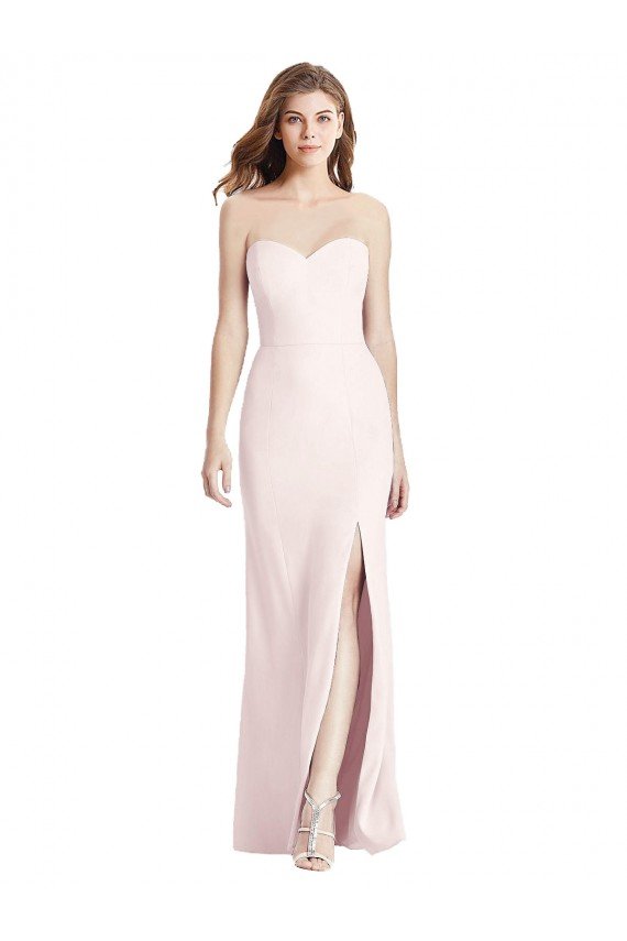 Shop Strapless Crepe Trumpet Bridesmaid Dress / Prom Dress with Front Slit Sydney