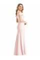 Shop Off the Shoulder Notch Trumpet Formal Crepe Bridesmaid Dress / Prom Dress with Front Slit Sydney