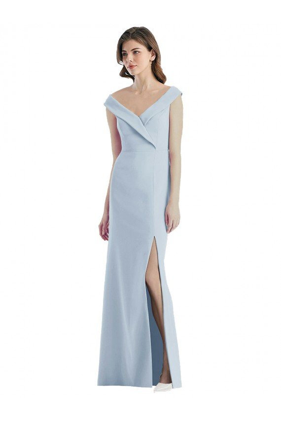 Shop Romantic Off the Shoulder Long Maxi Bridesmaid Dress with Side Slit Sydney