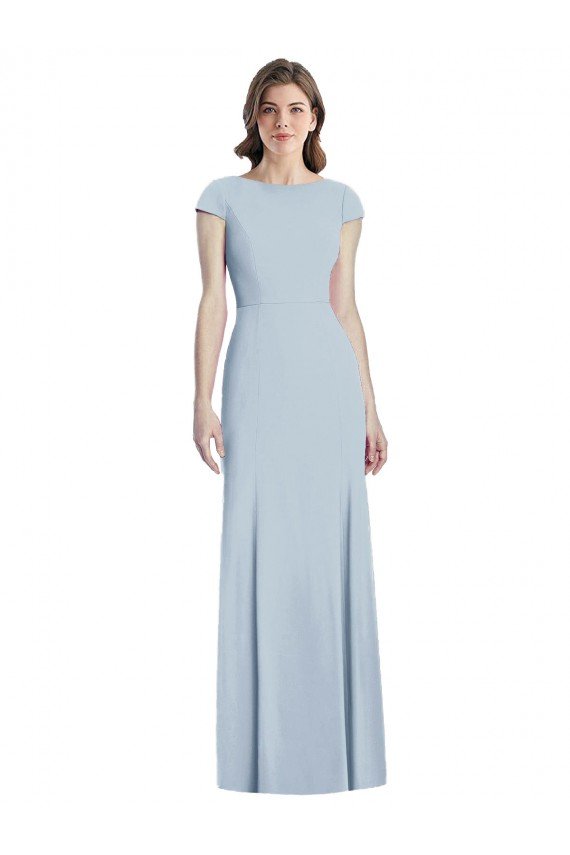 Shop Bateau Neck Cap Sleeves Open Back Trumpet Bridesmaid Dress / Prom Dress Sydney