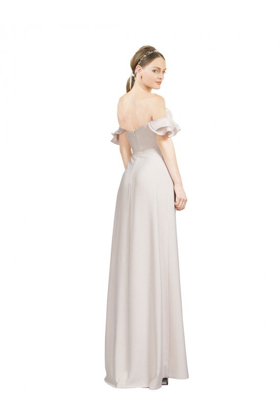 Shop Double Ruffle Flounce Sleeves Formal Crepe Bridesmaid Dress / Prom Dress with Slit Sydney