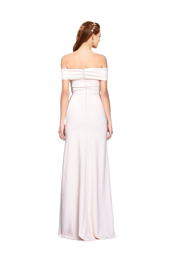 Shop Criss Cross Off the Shoulder Formal Crepe Bridesmaid Dress / Prom Dress with Side Slit Sydney