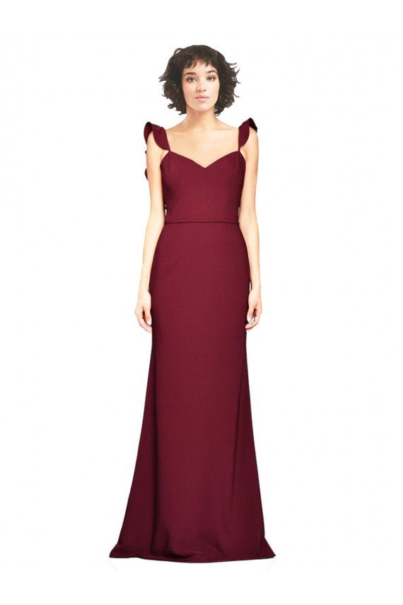 Shop Crepe Slip Bridesmaid Dress / Prom Dress with Ruffled Straps Sydney