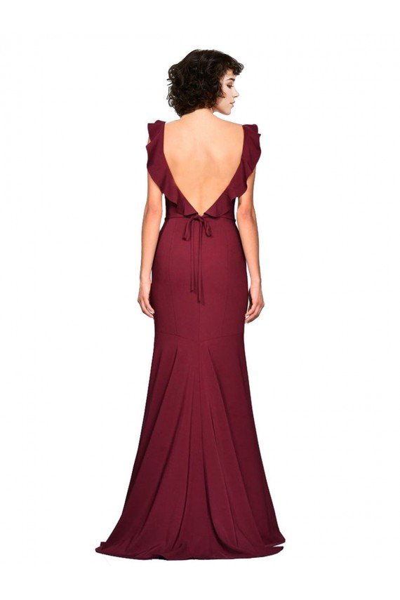 Shop Crepe Slip Bridesmaid Dress / Prom Dress with Ruffled Straps Sydney