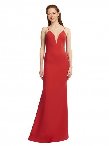 Shop Mermaid Plunging V-Neck Formal Crepe Bridesmaid Dress / Prom Dress with Wide Open Back Sydney
