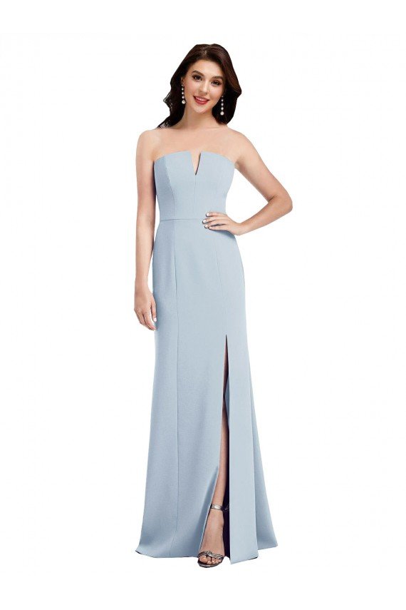 Strapless Notch Crepe Bridesmaid Dress / Prom Dress with Front Slit Sydney