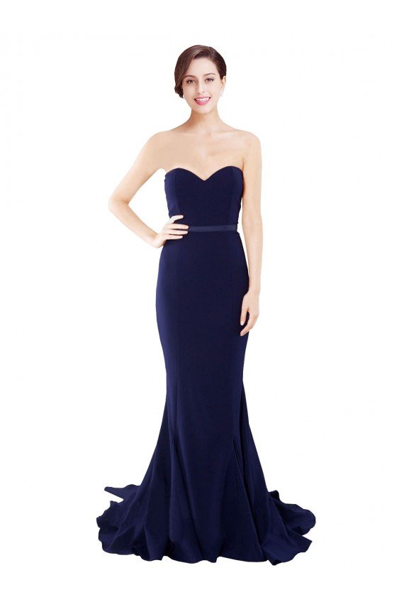 Shop Strapless Sweetheart Neckline Crepe Bridesmaid Dress / Prom Dress with Satin Waistband Sydney