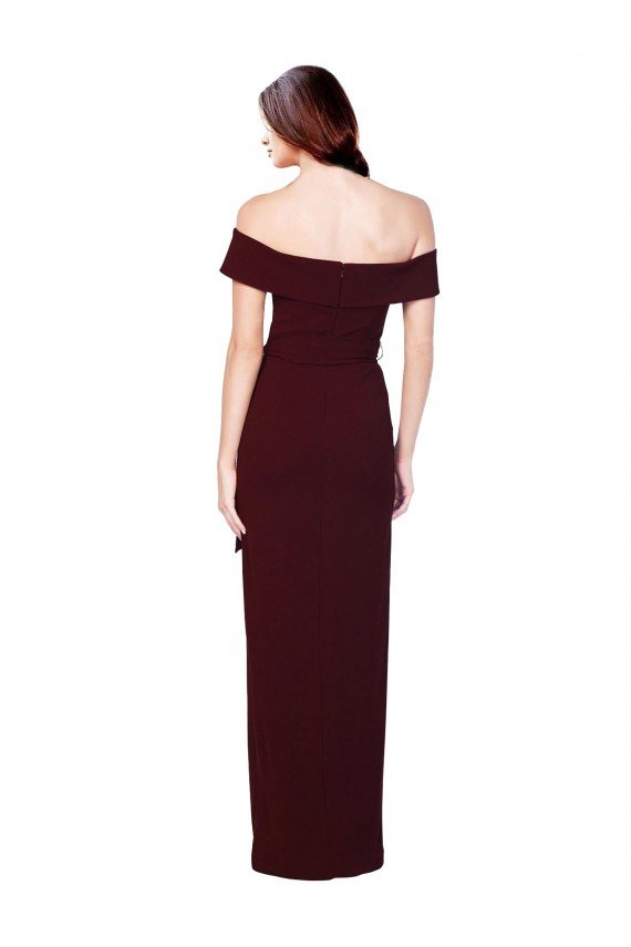 Shop Off the Shoulder Long Formal Crepe Bridesmaid Dress / Prom Dress with Waist Tie Sydney