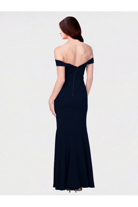 Shop Mermaid Off the Shoulder Long Formal Crepe Bridesmaid Dress / Prom Dress with Low Back Sydney