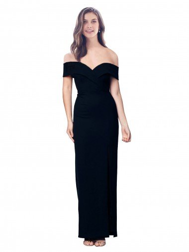 Shop Off the Shoulder Long Full Length Formal Crepe Bridesmaid Dress / Prom Dress with Side Split Sydney