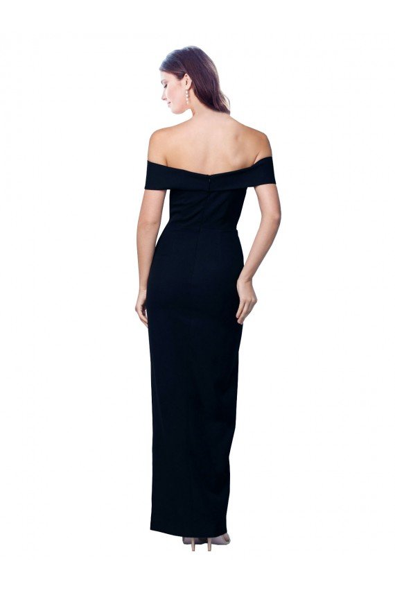 Shop Off the Shoulder Long Full Length Formal Crepe Bridesmaid Dress / Prom Dress with Side Split Sydney