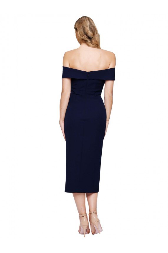 Shop Midi Length Short Formal Crepe Bridesmaid Dress / Cocktail Prom Dress with Side Split Sydney