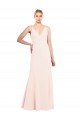 Shop Slim A-Line V-Neck Long Stretch Formal Crepe Bridesmaid Dress / Prom Dress with V-Back Sydney