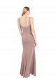 Shop Square Neck Fit and Flare Long Stretch Crepe Bridesmaid Dress / Prom Dress with Side Slit Sydney