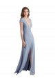 Shop Plunging V-Neck Cap Sleeves Stretch Crepe Bridesmaid Dress / Prom Dress with Front Slit Sydney