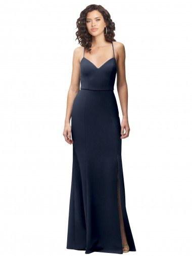 Shop Sweetheart Fit and Flare Stretch Formal Crepe Bridesmaid Dress / Prom Dress with Side Slit and Strappy Back Sydney