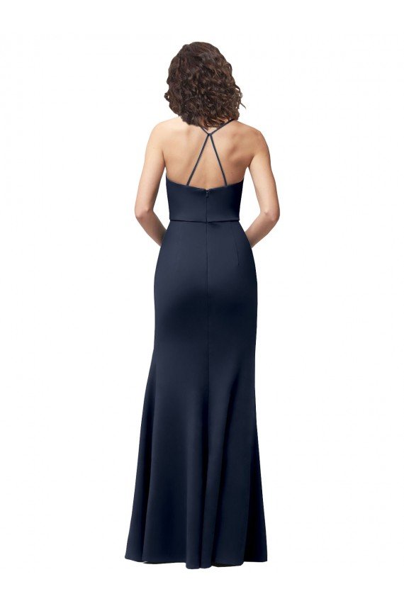 Shop Sweetheart Fit and Flare Stretch Formal Crepe Bridesmaid Dress / Prom Dress with Side Slit and Strappy Back Sydney