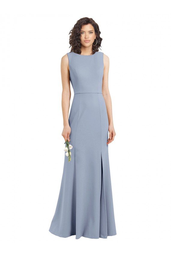 Shop Boat Neckline and Sleek Fit and Flare Crepe Bridesmaid Dress with Keyhole Back Sydney