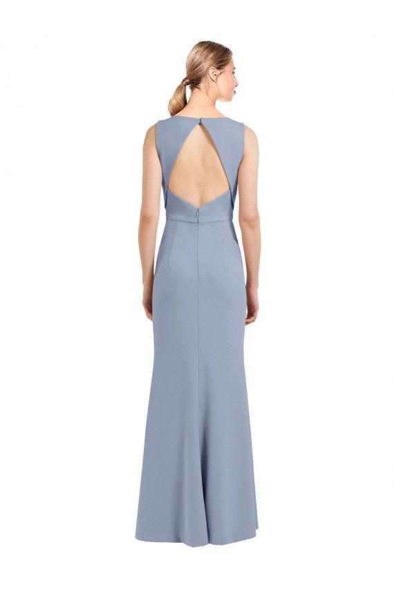 Shop Boat Neckline and Sleek Fit and Flare Crepe Bridesmaid Dress with Keyhole Back Sydney