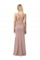 Shop Long Floor Length High Neck Fit and Flare Stretch Crepe Bridesmaid Dress / Prom Dress with Side Slit Sydney
